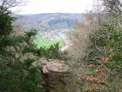 The Devil's Pulpit looking down on The Devil's Congregation at Tintern Abbey